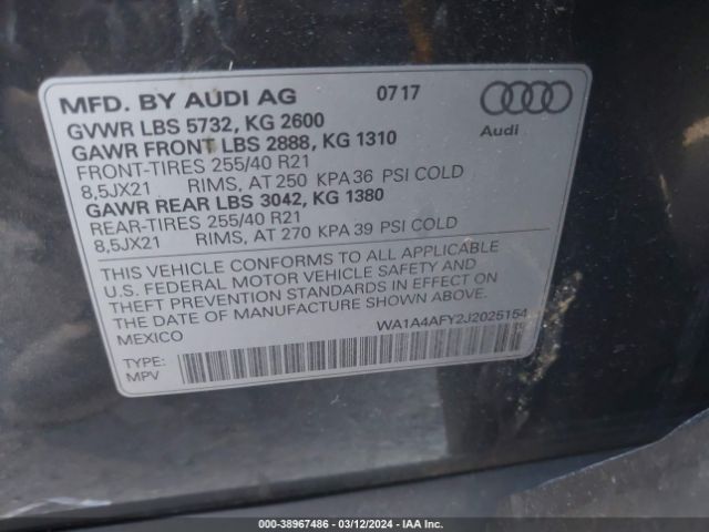 Photo 8 VIN: WA1A4AFY2J2025154 - AUDI SQ5 