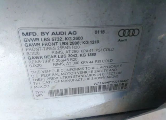 Photo 8 VIN: WA1A4AFY2J2130437 - AUDI SQ5 