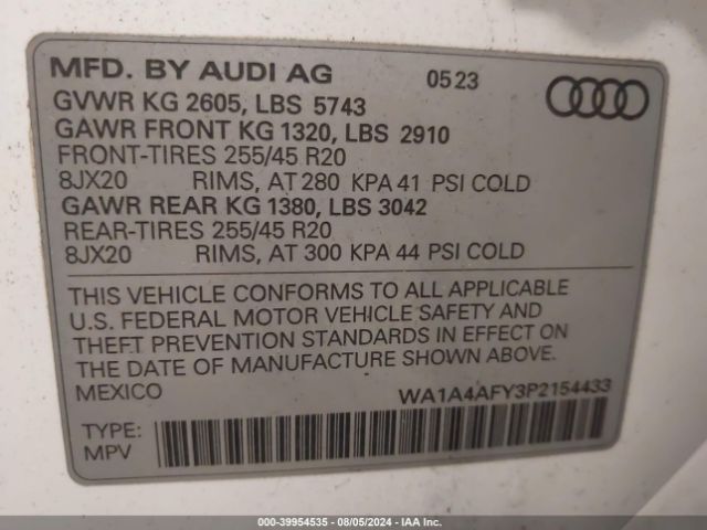 Photo 8 VIN: WA1A4AFY3P2154433 - AUDI SQ5 