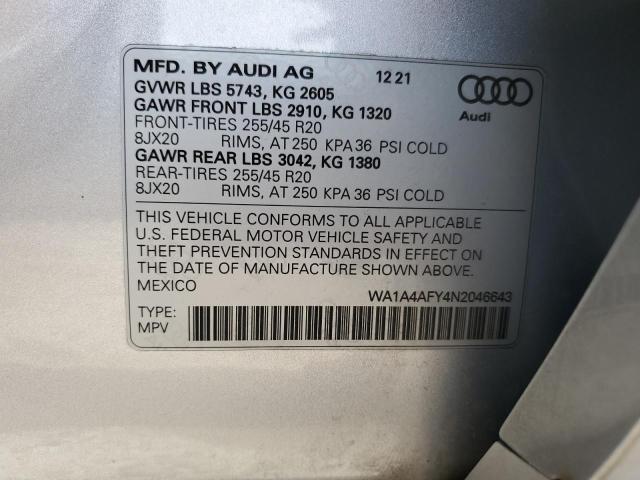 Photo 12 VIN: WA1A4AFY4N2046643 - AUDI SQ5 PREMIU 