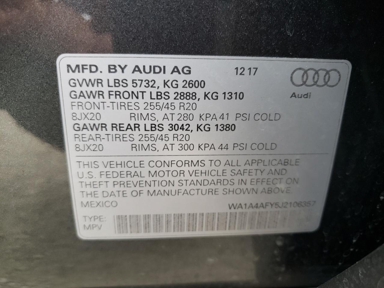 Photo 12 VIN: WA1A4AFY5J2106357 - AUDI SQ5 