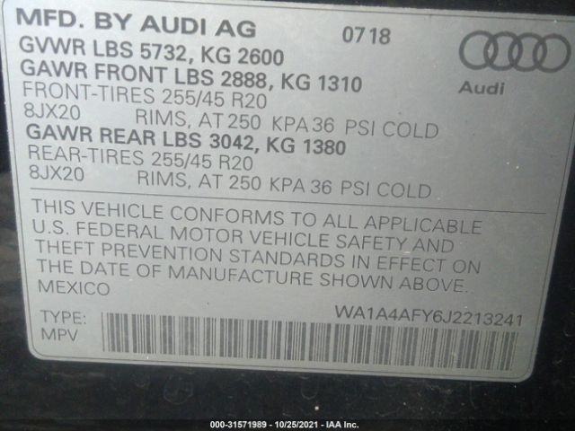 Photo 8 VIN: WA1A4AFY6J2213241 - AUDI SQ5 