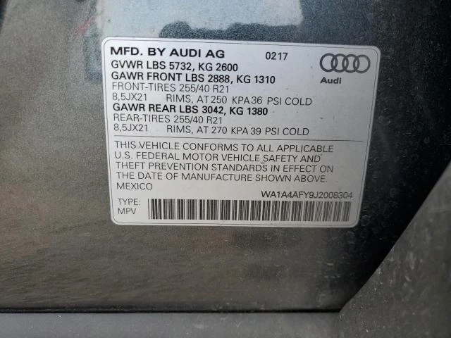 Photo 12 VIN: WA1A4AFY9J2008304 - AUDI SQ5 PREMIU 