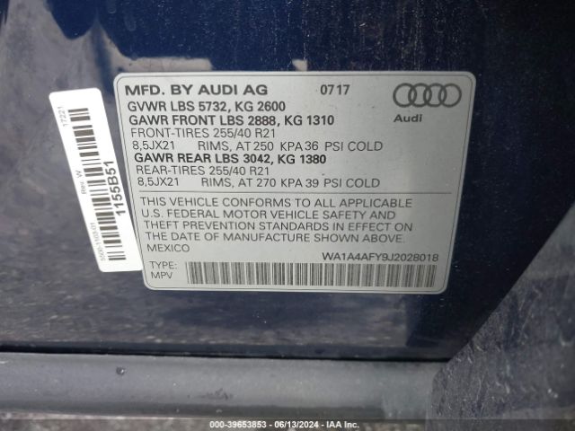 Photo 8 VIN: WA1A4AFY9J2028018 - AUDI SQ5 