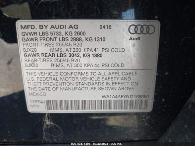 Photo 8 VIN: WA1A4AFY9J2165850 - AUDI SQ5 