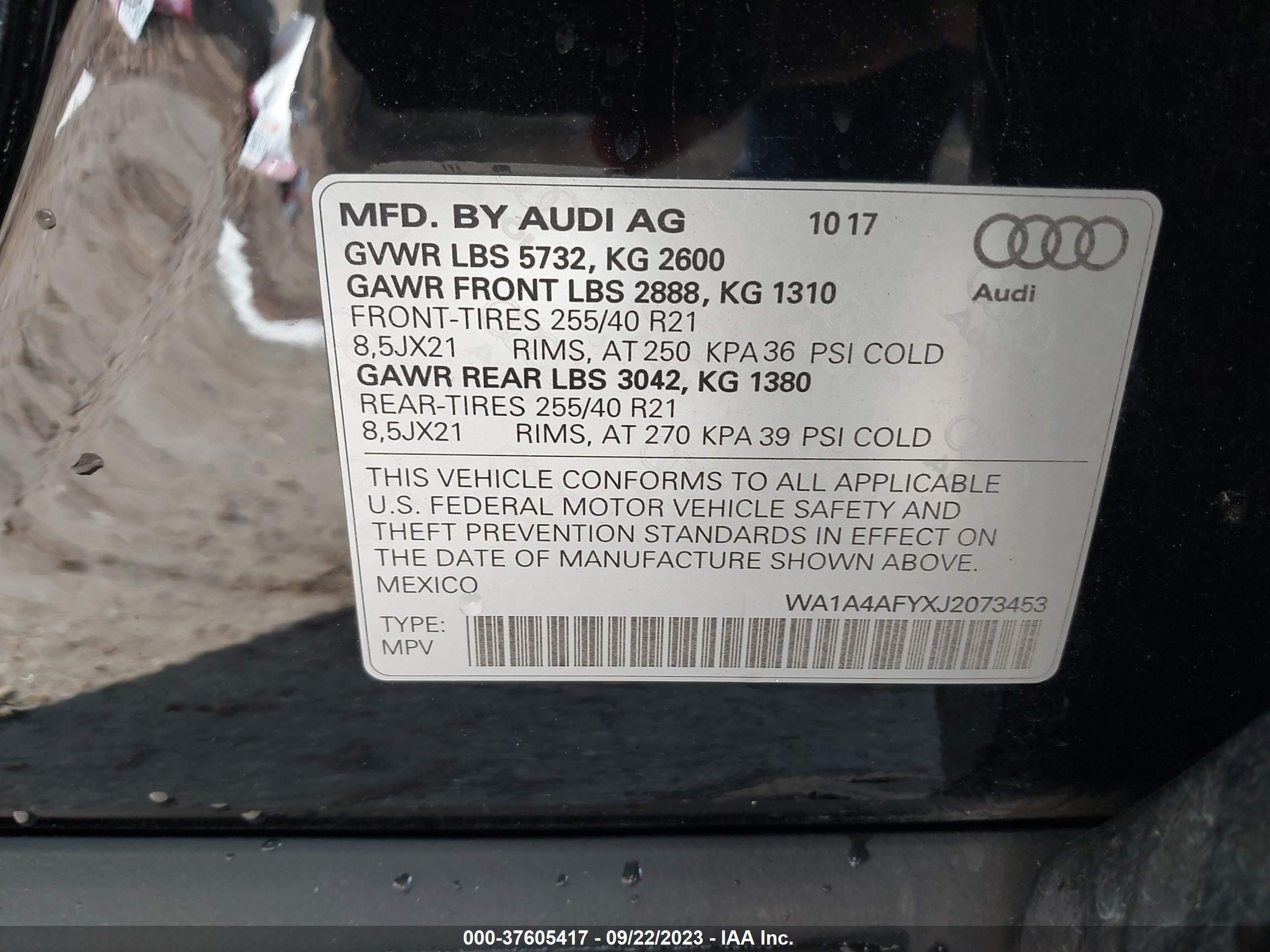 Photo 8 VIN: WA1A4AFYXJ2073453 - AUDI SQ5 