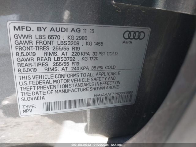 Photo 8 VIN: WA1AAAF71HD003869 - AUDI Q7 