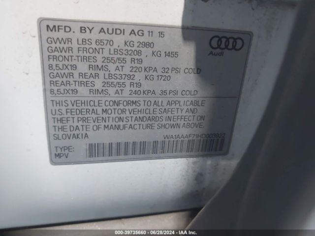 Photo 8 VIN: WA1AAAF71HD003922 - AUDI Q7 