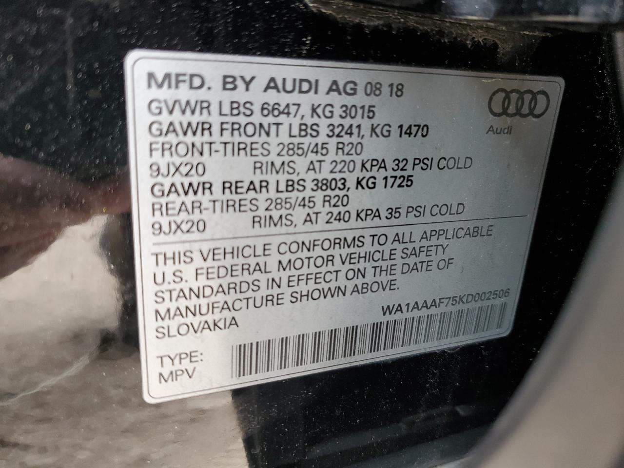 Photo 12 VIN: WA1AAAF75KD002506 - AUDI Q7 