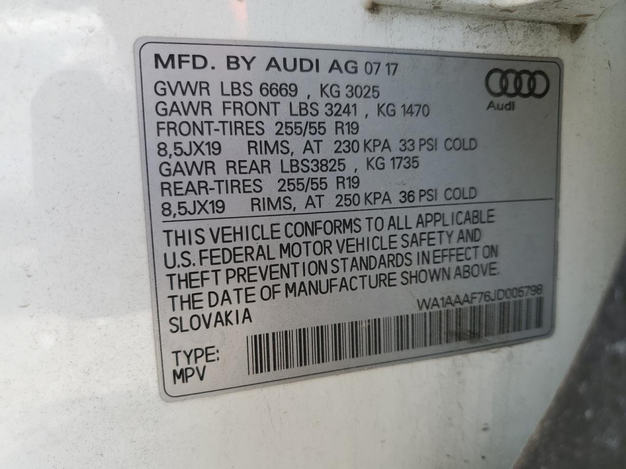 Photo 12 VIN: WA1AAAF76JD005798 - AUDI Q7 