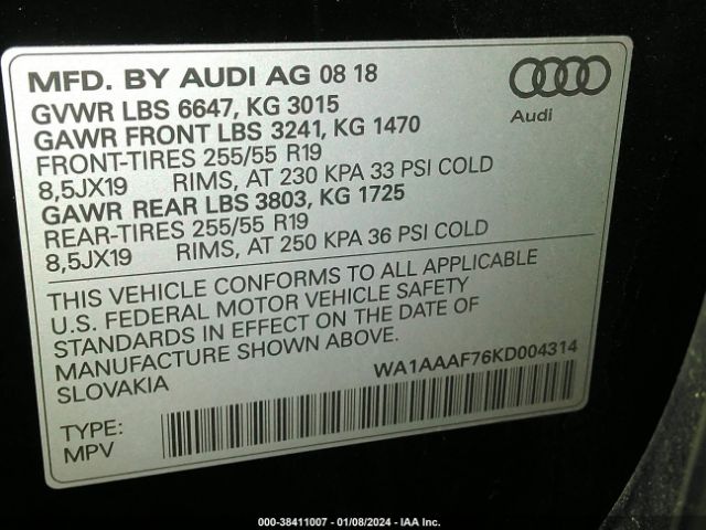 Photo 8 VIN: WA1AAAF76KD004314 - AUDI Q7 