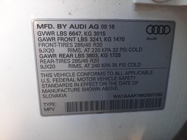 Photo 9 VIN: WA1AAAF76KD007262 - AUDI Q7 PREMIUM 