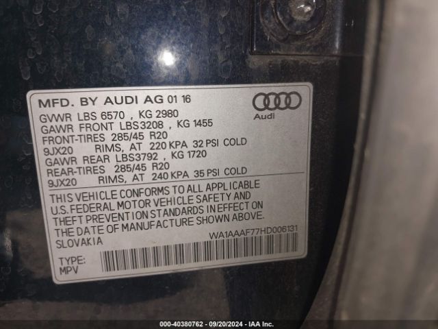 Photo 8 VIN: WA1AAAF77HD006131 - AUDI Q7 