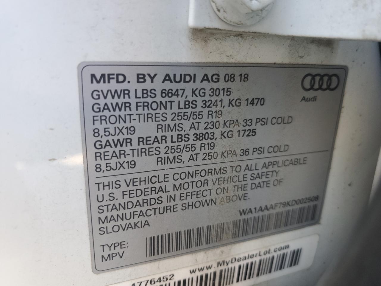 Photo 11 VIN: WA1AAAF79KD002508 - AUDI Q7 