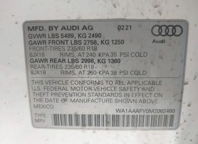 Photo 8 VIN: WA1AAAFY0M2062460 - AUDI Q5 