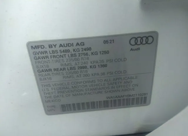 Photo 8 VIN: WA1AAAFY0M2110281 - AUDI Q5 