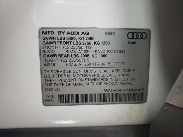 Photo 11 VIN: WA1AAAFY4M2002472 - AUDI Q5 PREMIUM 