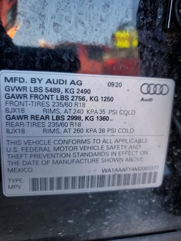 Photo 12 VIN: WA1AAAFY4M2003377 - AUDI Q5 PREMIUM 