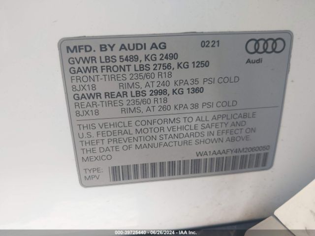 Photo 8 VIN: WA1AAAFY4M2060050 - AUDI Q5 