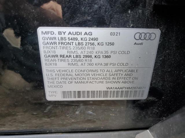 Photo 11 VIN: WA1AAAFY4M2074871 - AUDI Q5 PREMIUM 