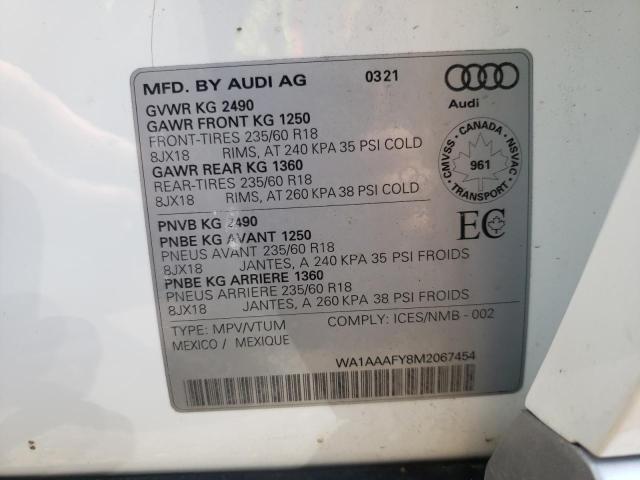 Photo 9 VIN: WA1AAAFY8M2067454 - AUDI Q5 PREMIUM 