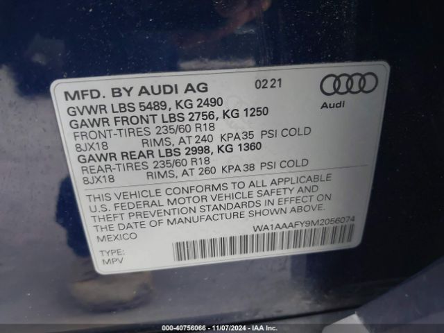 Photo 8 VIN: WA1AAAFY9M2056074 - AUDI Q5 