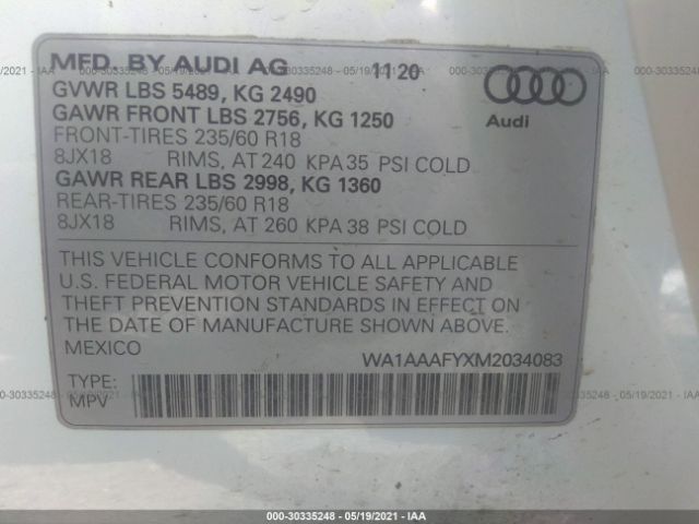 Photo 8 VIN: WA1AAAFYXM2034083 - AUDI Q5 