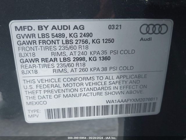 Photo 8 VIN: WA1AAAFYXM2076611 - AUDI Q5 