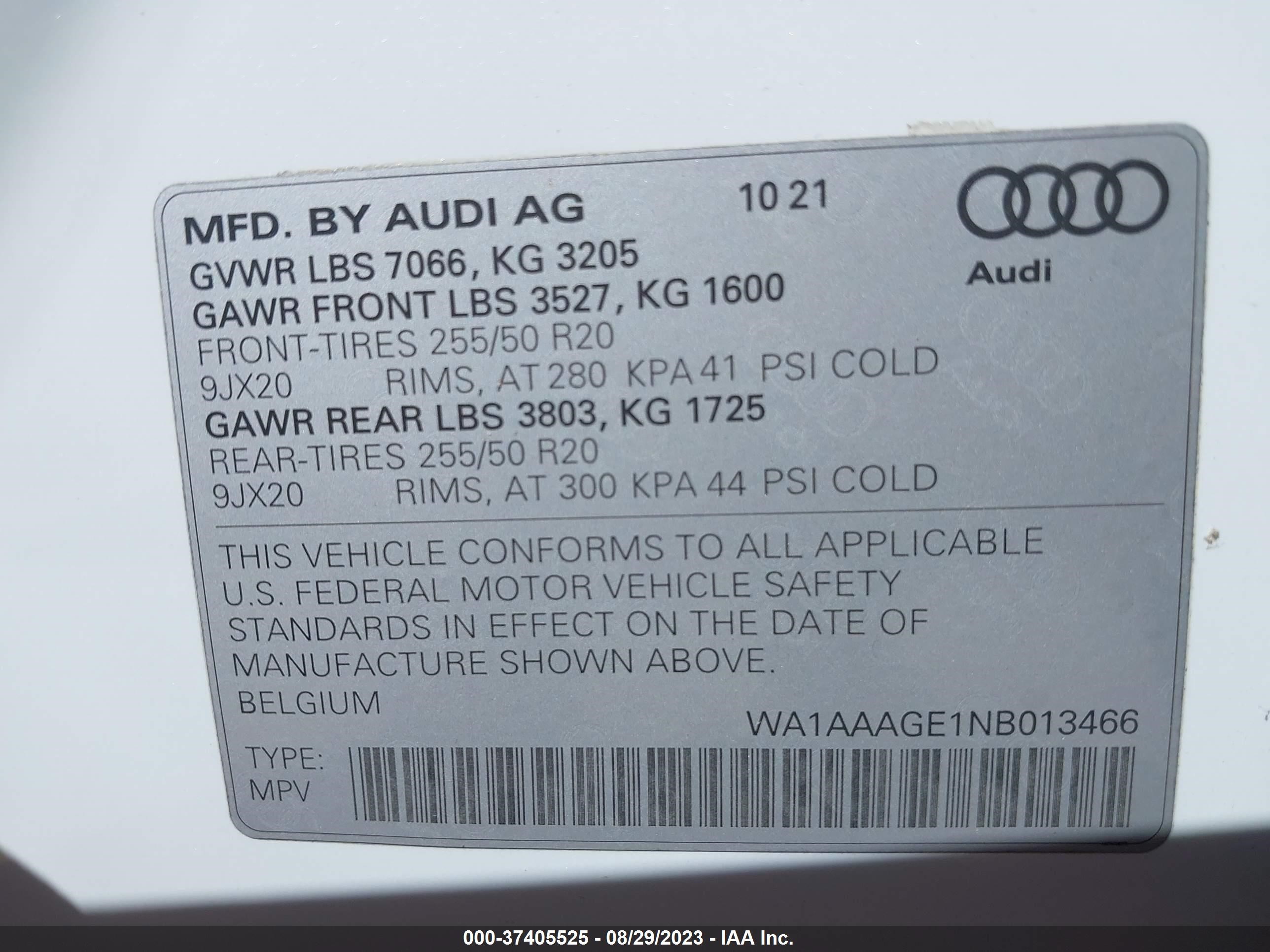 Photo 8 VIN: WA1AAAGE1NB013466 - AUDI E-TRON 