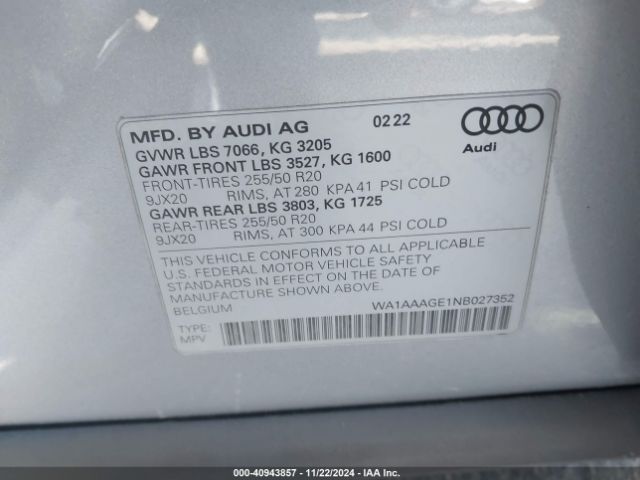 Photo 8 VIN: WA1AAAGE1NB027352 - AUDI E-TRON 