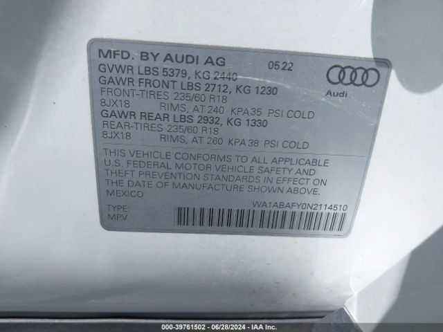 Photo 8 VIN: WA1ABAFY0N2114510 - AUDI Q5 