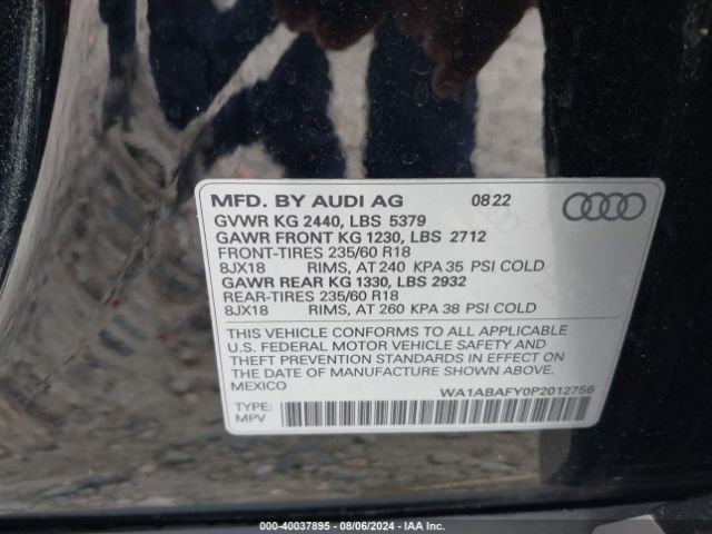 Photo 8 VIN: WA1ABAFY0P2012756 - AUDI Q5 