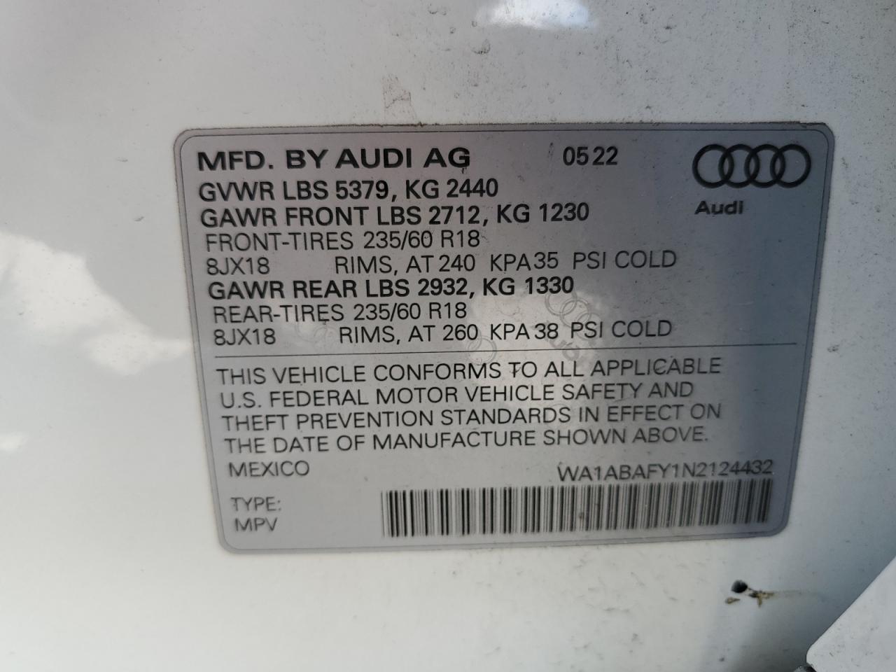 Photo 11 VIN: WA1ABAFY1N2124432 - AUDI Q5 