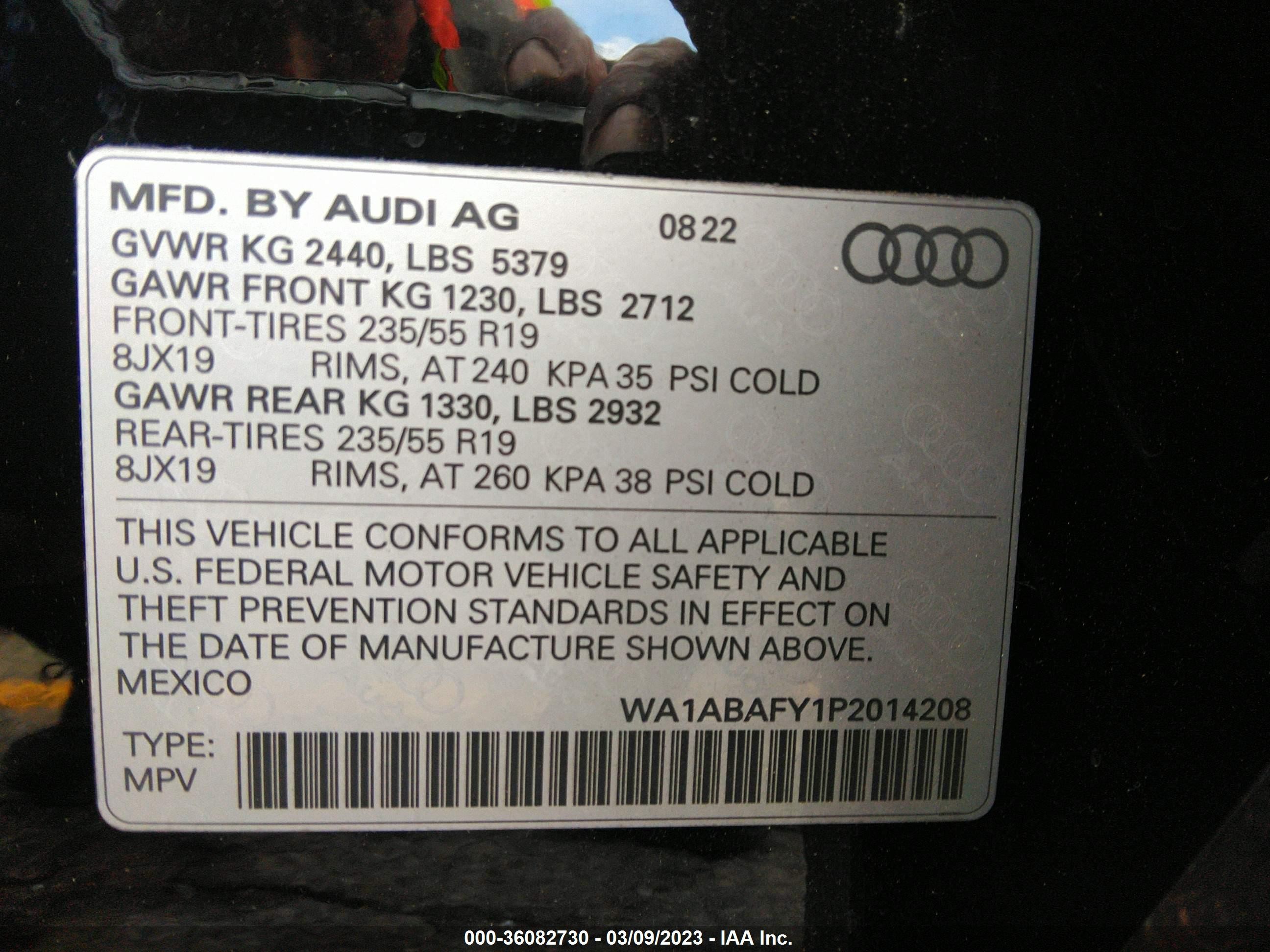 Photo 8 VIN: WA1ABAFY1P2014208 - AUDI Q5 