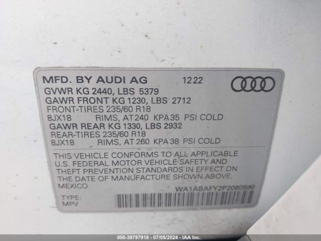 Photo 8 VIN: WA1ABAFY2P2080590 - AUDI Q5 