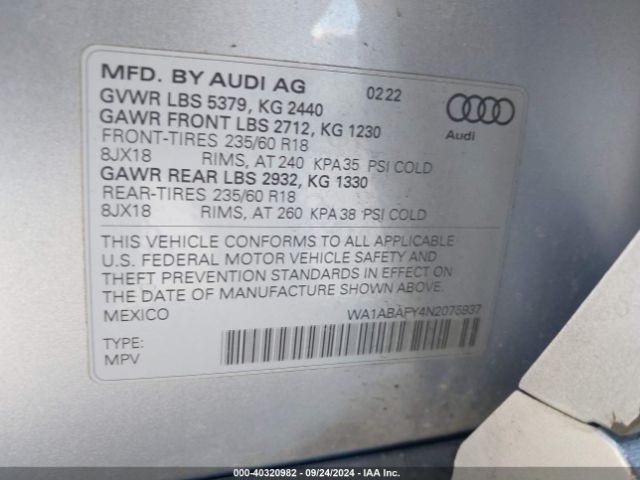 Photo 8 VIN: WA1ABAFY4N2075937 - AUDI Q5 