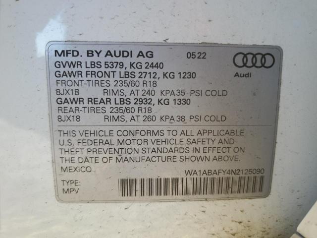 Photo 12 VIN: WA1ABAFY4N2125090 - AUDI Q5 PREMIUM 