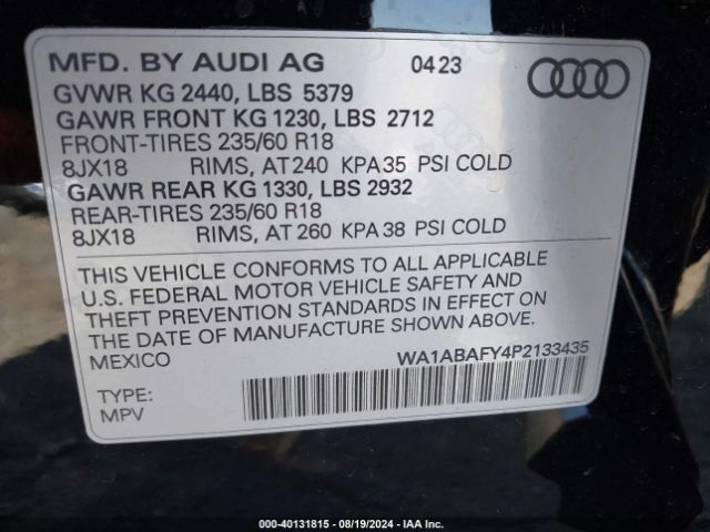 Photo 8 VIN: WA1ABAFY4P2133435 - AUDI Q5 