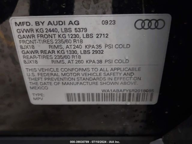 Photo 8 VIN: WA1ABAFY5R2018085 - AUDI Q5 