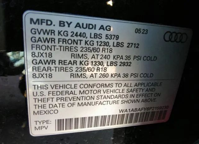 Photo 8 VIN: WA1ABAFY6P2159230 - AUDI Q5 