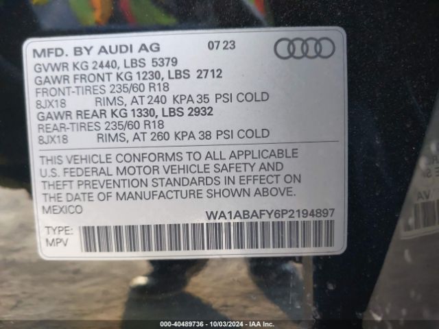 Photo 8 VIN: WA1ABAFY6P2194897 - AUDI Q5 