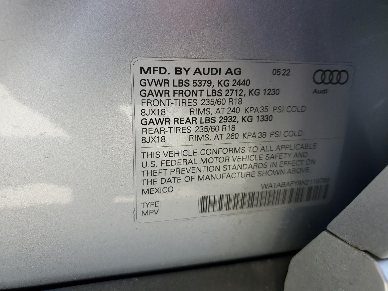 Photo 11 VIN: WA1ABAFY9N2119785 - AUDI Q5 