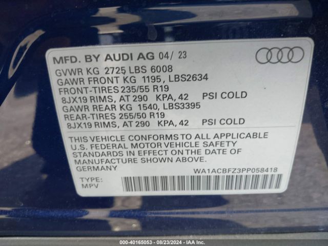 Photo 8 VIN: WA1ACBFZ3PP058418 - AUDI Q4 