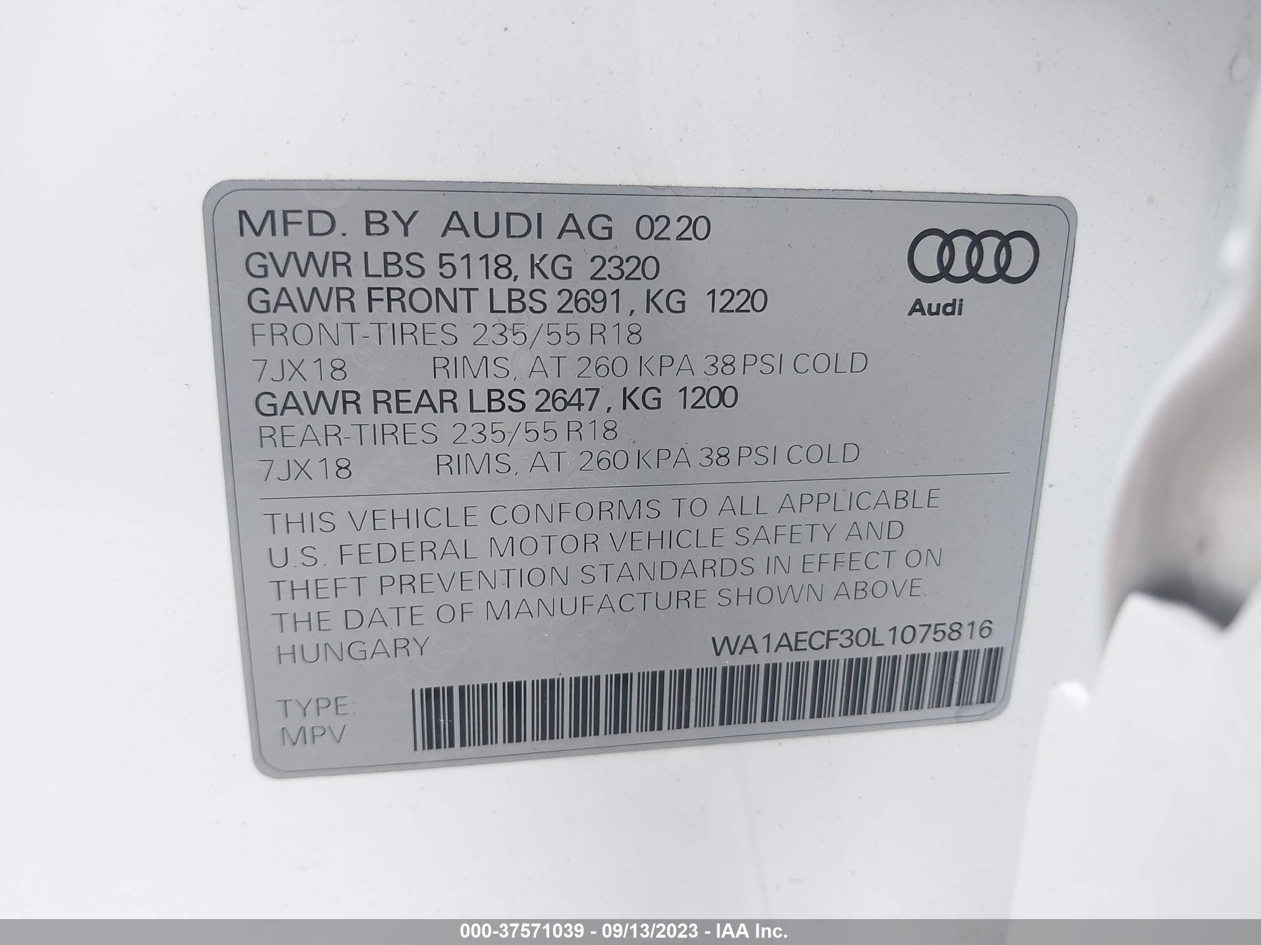 Photo 8 VIN: WA1AECF30L1075816 - AUDI Q3 