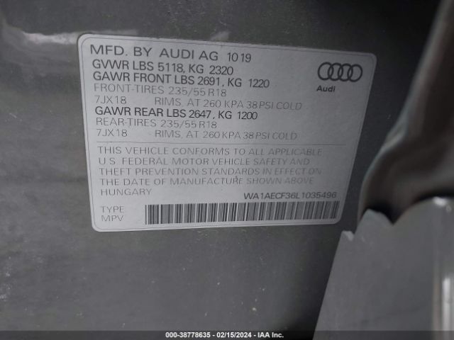 Photo 8 VIN: WA1AECF36L1035496 - AUDI Q3 