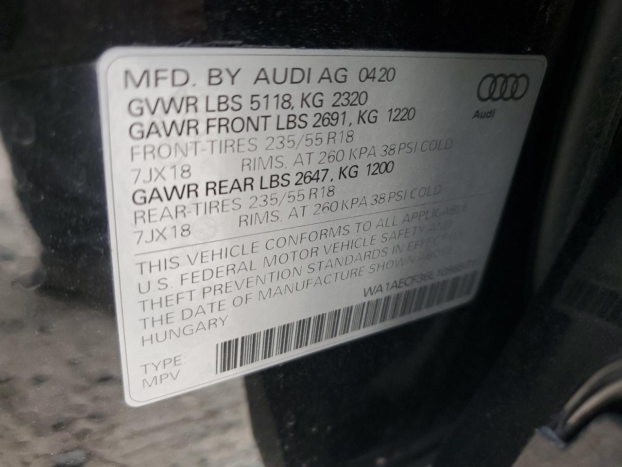 Photo 12 VIN: WA1AECF36L1098971 - AUDI Q3 