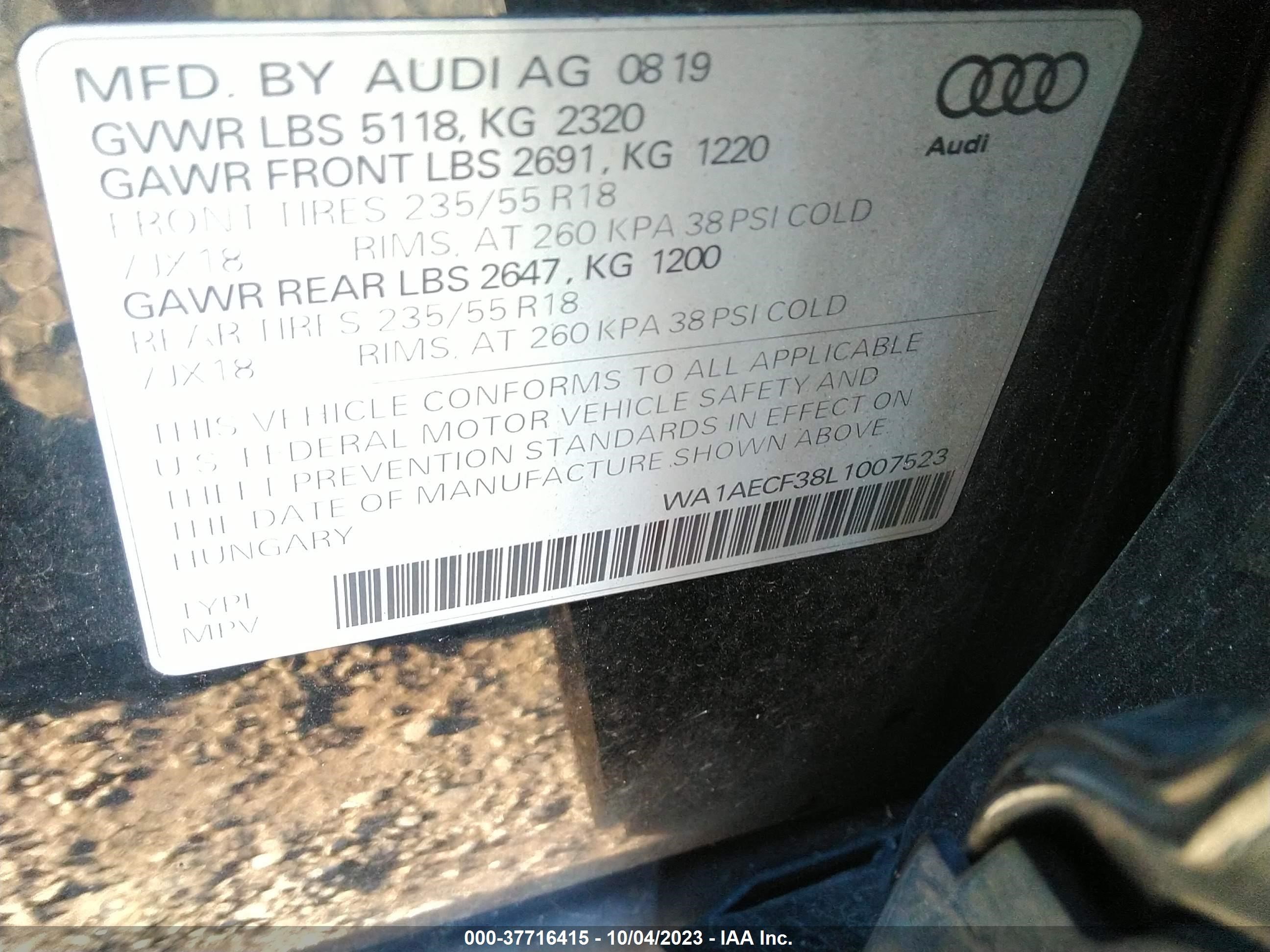 Photo 8 VIN: WA1AECF38L1007523 - AUDI Q3 