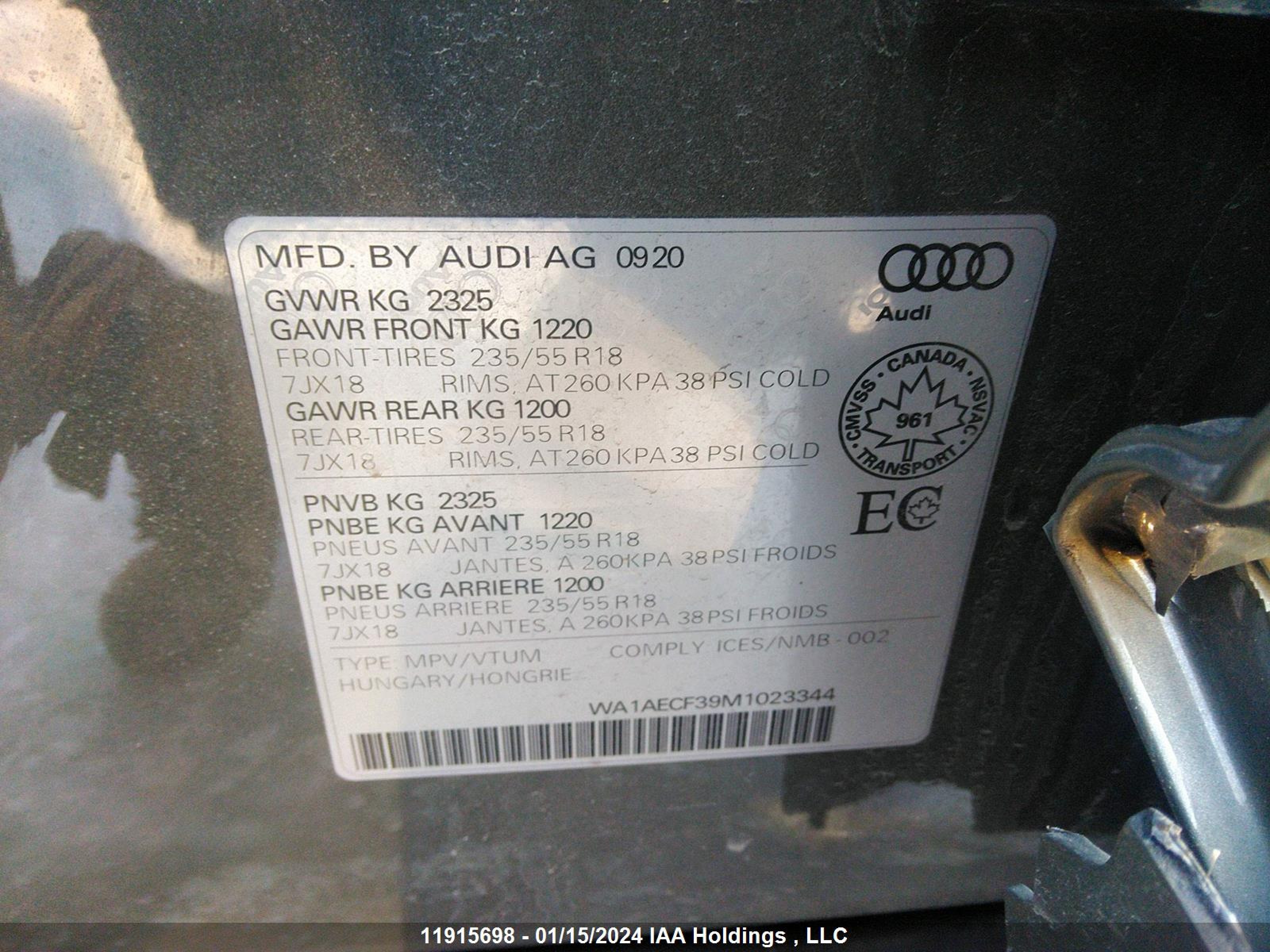 Photo 8 VIN: WA1AECF39M1023344 - AUDI Q3 