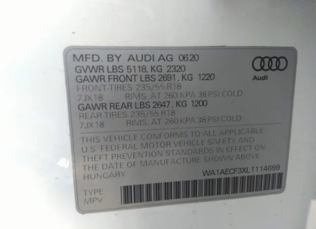 Photo 8 VIN: WA1AECF3XL1114699 - AUDI Q3 