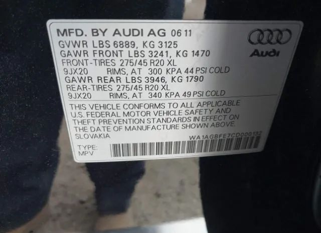 Photo 8 VIN: WA1AGBFE7CD000132 - AUDI Q7 